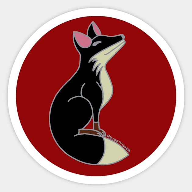 Happy Fox - Black Sticker by A Rickety Ninja